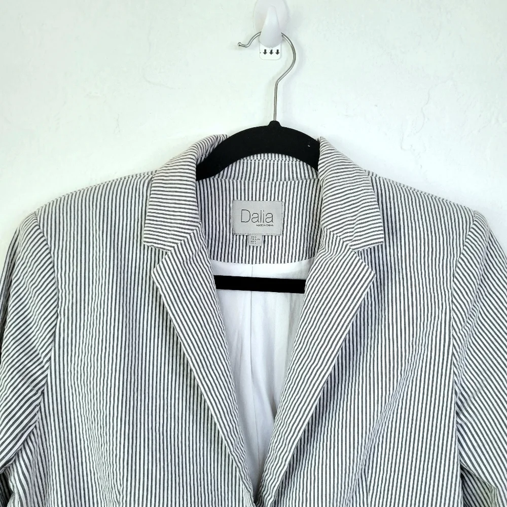 Dalia Pinstripe Blazer Sz L Cotton Blend - Picture 3 of 11
